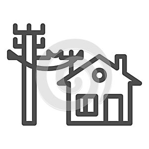 House electrification line icon. Electricity and home vector illustration isolated on white. Electric cords and house