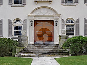 House with elegant double wooden front door