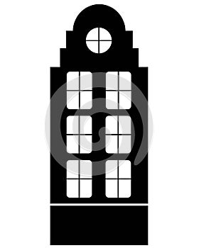 House, European historical architecture. Black silhouette of a house for a logo or pictogram. Old european house - silhouette for