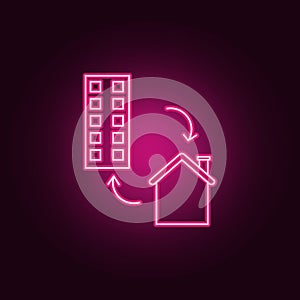 House exchange neon icon. Elements of Real Estate set. Simple icon for websites, web design, mobile app, info graphics