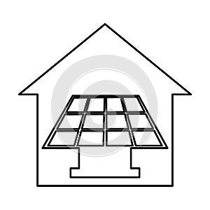 house exterior with panel solar isolated icon