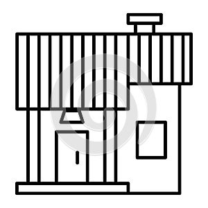 House exterior thin line icon. Small cottage vector illustration isolated on white. Home facade outline style design