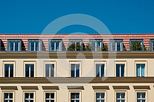 House facade, residential building exterior, real estate