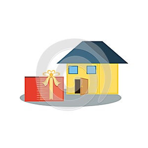 House facase exterior with gift