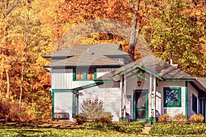 House with Fall Colored Foliage