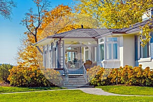 House with Fall Colored Foliage