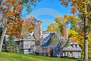 House with Fall Colored Foliage