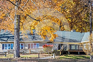 House with Fall Colored Foliage