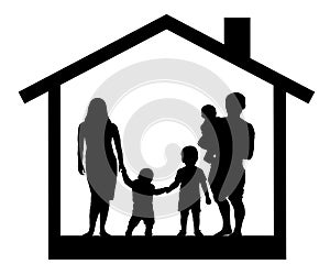 House family silhouette vector