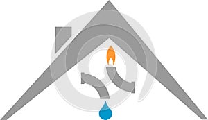 House, faucet, flame, solar, plumber logo, tools logo, plumber icon, logo
