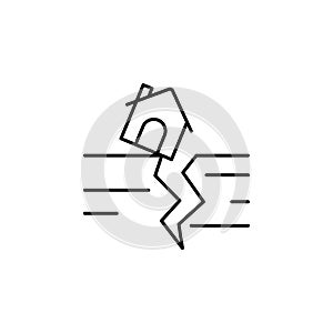 House, fault, abyss icon. Simple line, outline vector elements of natural disasters icons for ui and ux, website or mobile