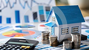 The house and financial charts. AI generated photo
