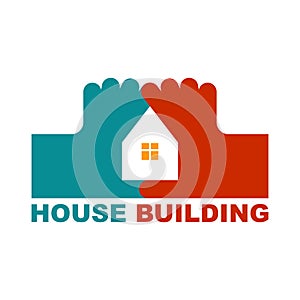 House of the fingers logo. Housebuilding symbol. Vector icon