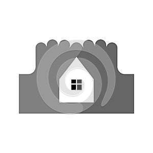 House of the fingers logo. Housebuilding symbol. Vector icon photo