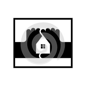 House of the fingers logo. Housebuilding symbol. Vector icon photo