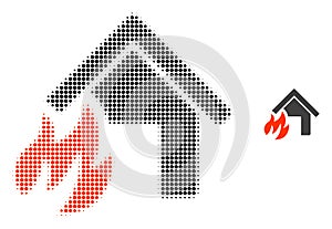 House Fire Disaster Halftone Dotted Icon