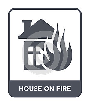 house on fire icon in trendy design style. house on fire icon isolated on white background. house on fire vector icon simple and