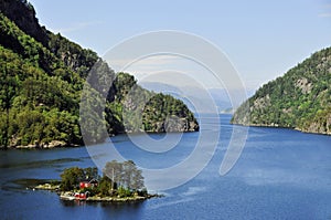 House in fjord island, Norway