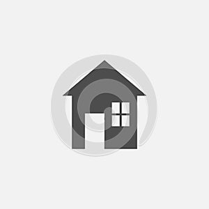 House flat symbol icon for web in trendy flat style isolated on grey background