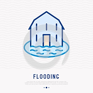 House flooding thin line icon