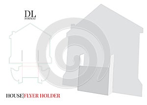 House Flyer Holder, DL Format vector with die cut / laser cut layers. Cosmetics Box , white, clear, blank, isolated on white backg