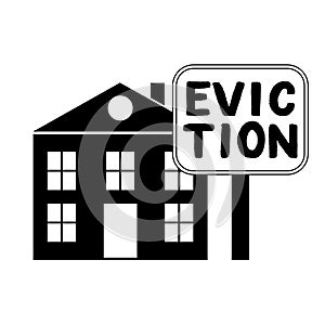 House with foreclosure red label Eviction. Vector