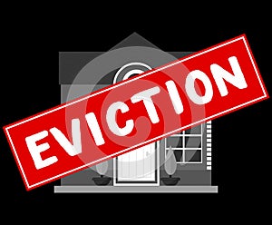 House with foreclosure red label Eviction. Vector