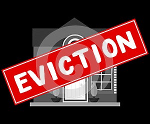 House with foreclosure red label Eviction. Vector photo