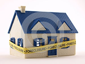 House with Foreclosure tape