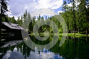 The house in the forest on the lake