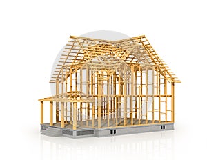 House frame under construction isolated