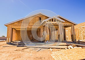 House Framing & Sheetrock In New Housing Development