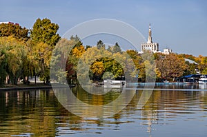 The House of the Free Press and Herastrau Lake and Park in the Fall