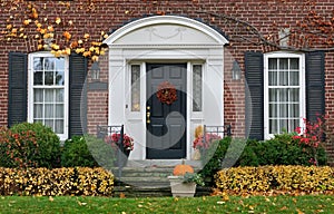 House front door in fall