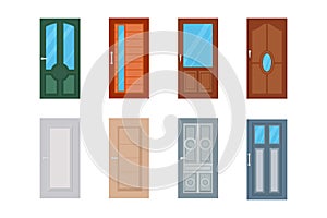 House front door vector in different colors