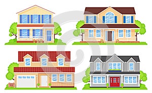 House front. Vector illustration. Exterior home building