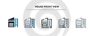 House front view icon in different style vector illustration. two colored and black house front view vector icons designed in