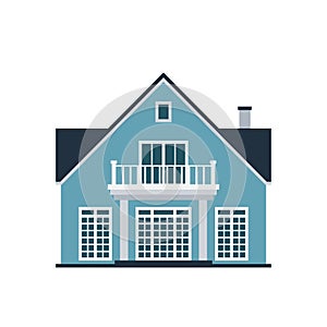 House front view vector illustration building architecture home construction estate residential property roof apartment