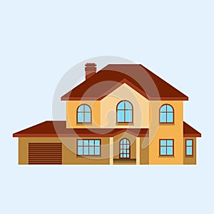 House front view vector illustration building architecture home construction estate residential property roof apartment