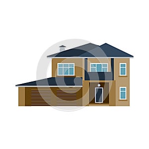 House front view vector illustration building architecture home construction estate residential property roof apartment
