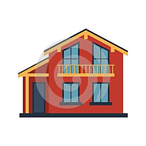 House front view vector illustration building architecture home construction estate residential property roof apartment