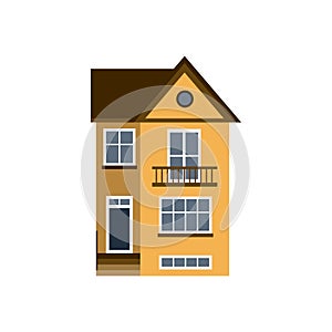 House front view vector illustration building architecture home construction estate residential property roof apartment