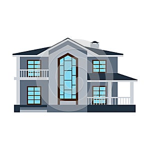 House front view vector illustration building architecture home construction estate residential property roof apartment