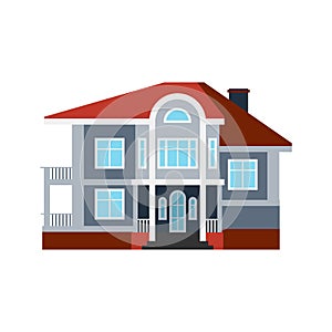 House front view vector illustration building architecture home construction estate residential property roof apartment