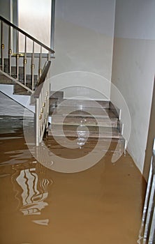 House fully flooded during the flooding of the river