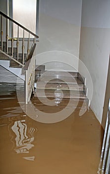 House fully flooded during the flooding of the river photo