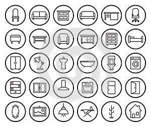 House furniture linear icons set