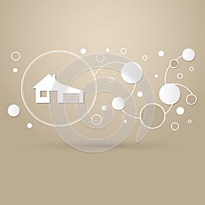 House with garage icon on a brown background elegant style and modern design infographic.