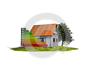 House with garden and energy classification