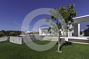 House with garden swimming pool and wooden deck